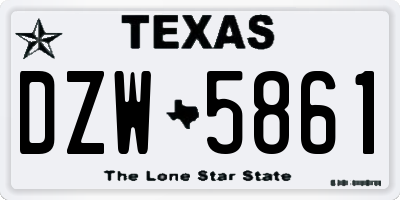 TX license plate DZW5861