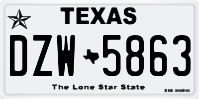 TX license plate DZW5863