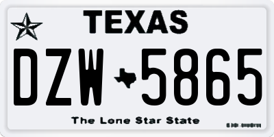TX license plate DZW5865