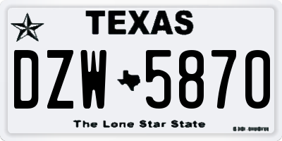 TX license plate DZW5870