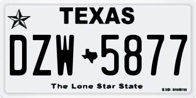 TX license plate DZW5877