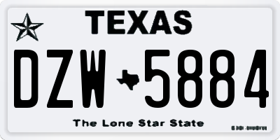 TX license plate DZW5884