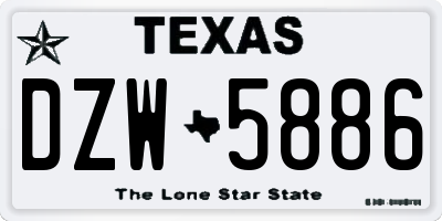 TX license plate DZW5886