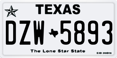 TX license plate DZW5893