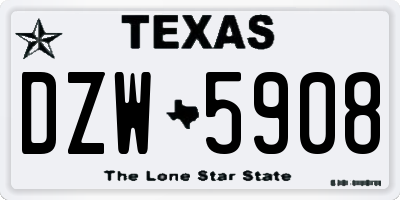 TX license plate DZW5908