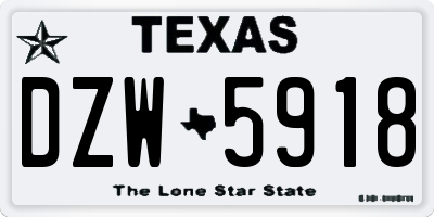 TX license plate DZW5918