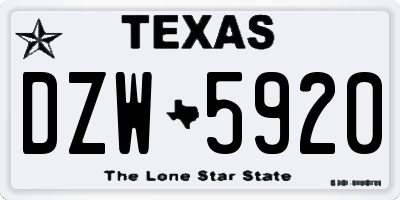 TX license plate DZW5920