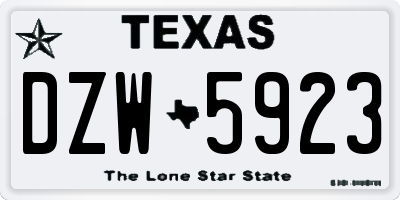 TX license plate DZW5923