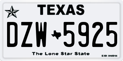 TX license plate DZW5925
