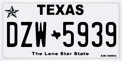 TX license plate DZW5939