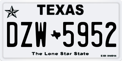 TX license plate DZW5952