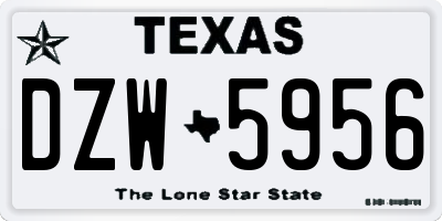 TX license plate DZW5956