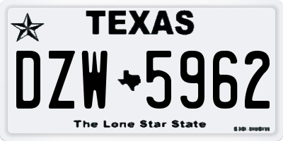 TX license plate DZW5962