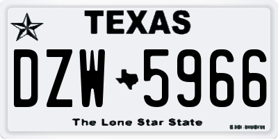 TX license plate DZW5966