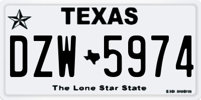 TX license plate DZW5974