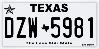 TX license plate DZW5981