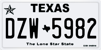 TX license plate DZW5982