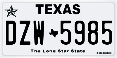 TX license plate DZW5985