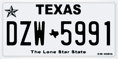 TX license plate DZW5991