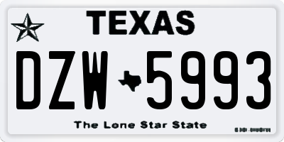 TX license plate DZW5993