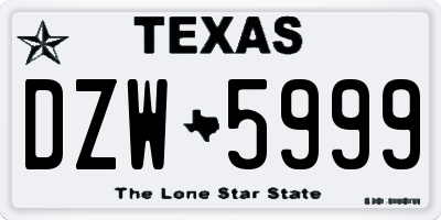 TX license plate DZW5999