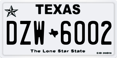 TX license plate DZW6002