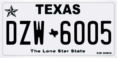TX license plate DZW6005