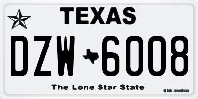 TX license plate DZW6008