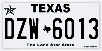 TX license plate DZW6013