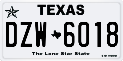 TX license plate DZW6018