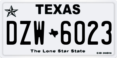 TX license plate DZW6023