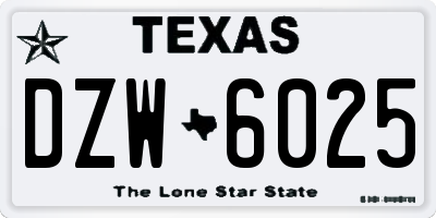 TX license plate DZW6025