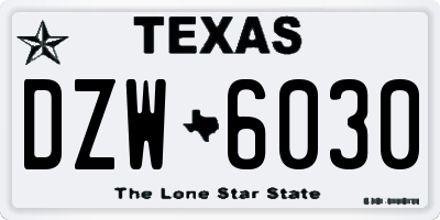 TX license plate DZW6030