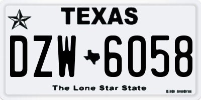TX license plate DZW6058