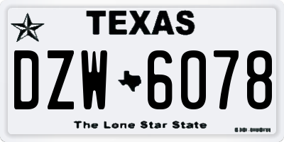 TX license plate DZW6078