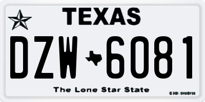 TX license plate DZW6081