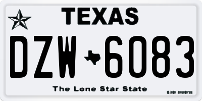 TX license plate DZW6083