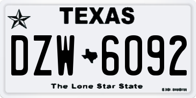 TX license plate DZW6092