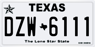 TX license plate DZW6111