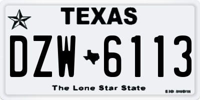 TX license plate DZW6113