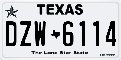 TX license plate DZW6114