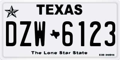TX license plate DZW6123