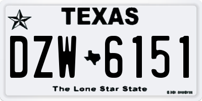 TX license plate DZW6151
