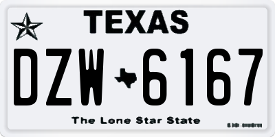 TX license plate DZW6167