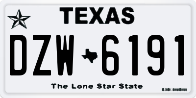 TX license plate DZW6191