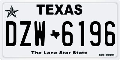 TX license plate DZW6196