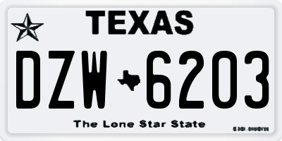 TX license plate DZW6203