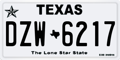 TX license plate DZW6217