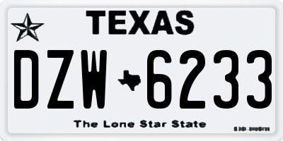 TX license plate DZW6233