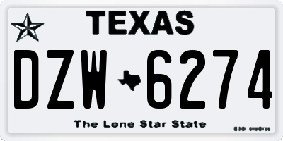 TX license plate DZW6274